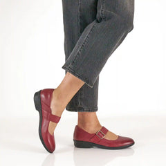 Collette Wide Red Burnished Nubuck