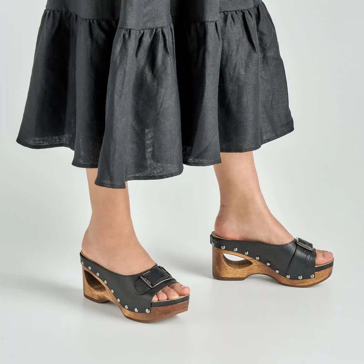 Adeline Black Calf Wood