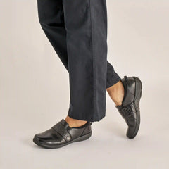 Sallie Wide Black Waxy Burnished