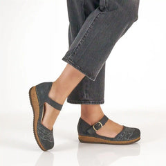 Mae Charcoal Embroidered Suede