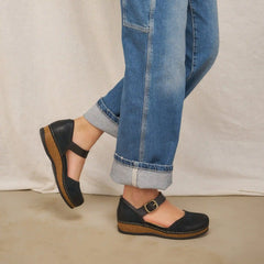 Mae Black Burnished Suede